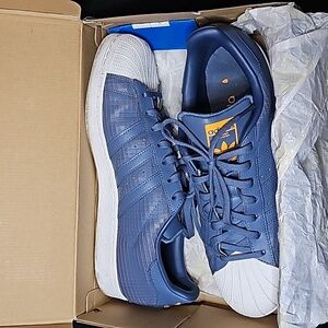 Adidas Superstar Blue, white, and orange. Men's sz 12